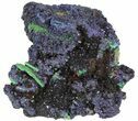 Azurite Crystal Cluster with Fibrous Malachite - Laos #50778-2